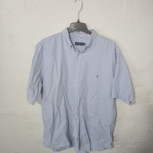 Polo Ralph Lauren Mens 3XLT Blue Gingham Button Down Shirt Pony Logo Big Tall